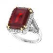 Sterling Silver 8 Carat Deep Crimson Emerald Cut Ring with 18 KGP Prongs | Bling By Wilkening | Jewelry-Exposures International Gallery of Fine Art - Sedona AZ