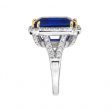 Sterling Silver 8 Carat Sapphire Hued Emerald-Cut Ring with 18 KGP Prongs | Bling By Wilkening | Jewelry-Exposures International Gallery of Fine Art - Sedona AZ