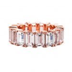 18 KGP Rose Gold 4 Prong Emerald Cut Eternity Ring Band-Z30178-4.5