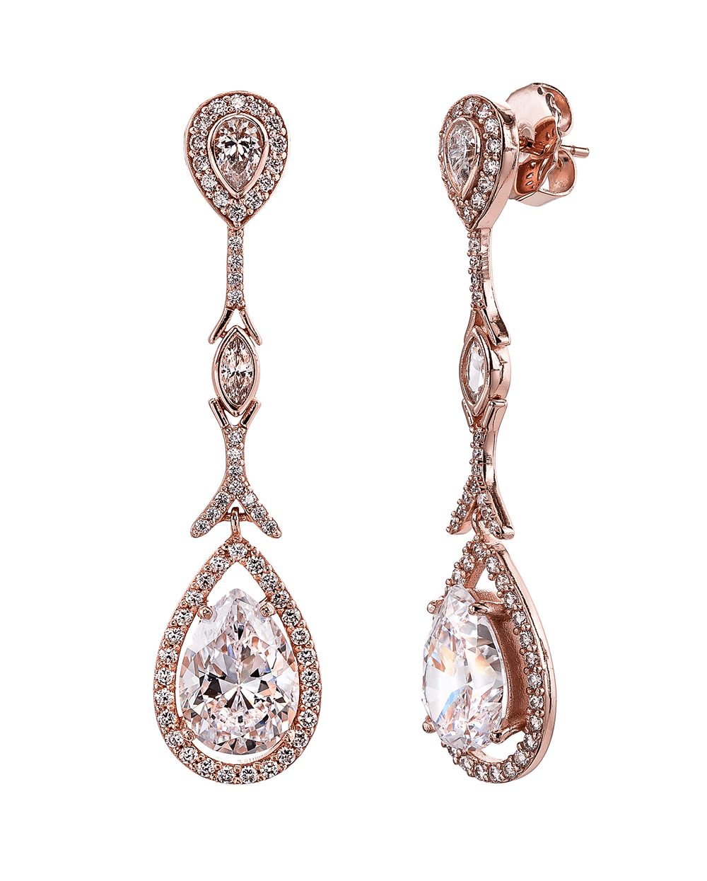 18 KGP Rose Gold Couture Teardrops with Pear Shaped Post | Bling By Wilkening | Jewelry-Exposures International Gallery of Fine Art - Sedona AZ