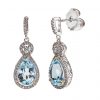 Silver Blue Topaz Victorian Teardrops with 18 KGP Prongs-30088