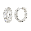 Sterling Silver Small Large Stone Couture Hoops-Z10067