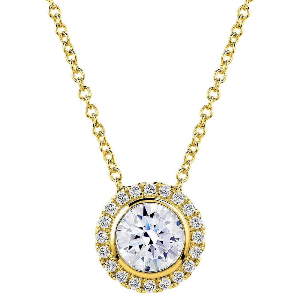 18 KGP 2 Carat Round Pendant Necklace with Halo | Bling By Wilkening | Jewelry-Exposures International Gallery of Fine Art - Sedona AZ