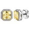 Sterling Silver Fancy Light Yellow 3 Carat Asscher Cut Studs with Halo and 18 KGP Prongs | Bling By Wilkening | Jewelry-Exposures International Gallery of Fine Art - Sedona AZ