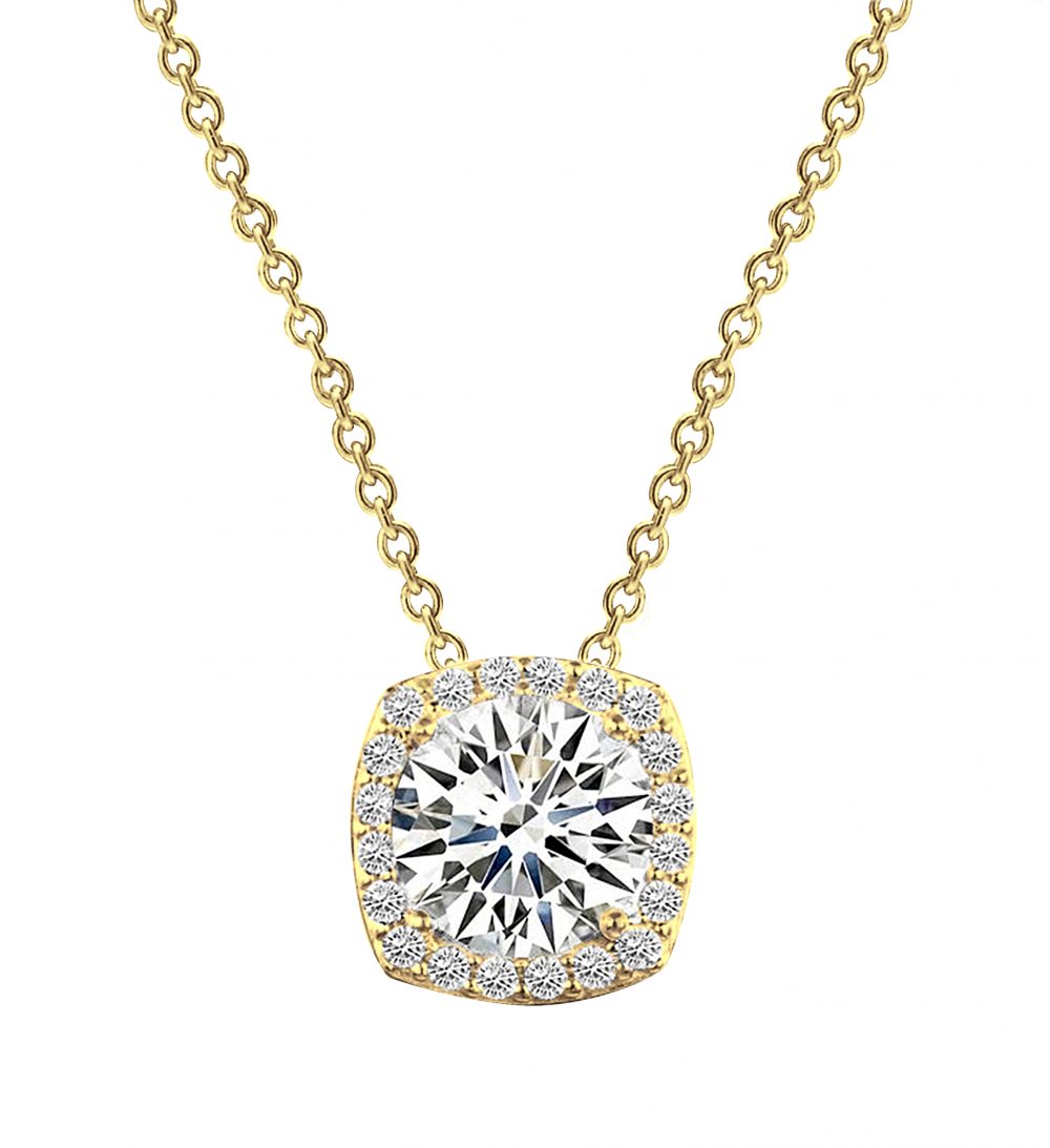 “18 KGP 3 Carat Cushion Cut Floating Necklace with Halo” – Exposures ...