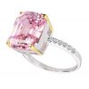 Sterling Silver Pink Asscher/Emerald-Cut Aspen Ring with 18 KGP Prongs-Bling by Wilkening Invented Cut | Bling By Wilkening | Jewelry-Exposures International Gallery of Fine Art - Sedona AZ