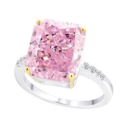 “Sterling Silver Fancy Light Pink Rectangular Crushed Ice Cut