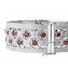 Silver Garnet-Hued Florentine Cuff with Perimeter Stones | Bling By Wilkening | Jewelry-Exposures International Gallery of Fine Art - Sedona AZ