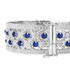 Silver Lab Created Sapphire Florentine Cuff with Perimeter Stones | Bling By Wilkening | Jewelry-Exposures International Gallery of Fine Art - Sedona AZ