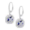 Sterling Silver Lab Created Sapphire Cushion Cut Drops with 18 KGP Prongs & Stone Detailing on Back | Bling By Wilkening | Jewelry-Exposures International Gallery of Fine Art - Sedona AZ