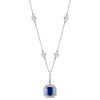 Sterling Lab Created Sapphire Cushion Cut Pendant on 18" Regal Short Floating Chain | Bling By Wilkening | Jewelry-Exposures International Gallery of Fine Art - Sedona AZ